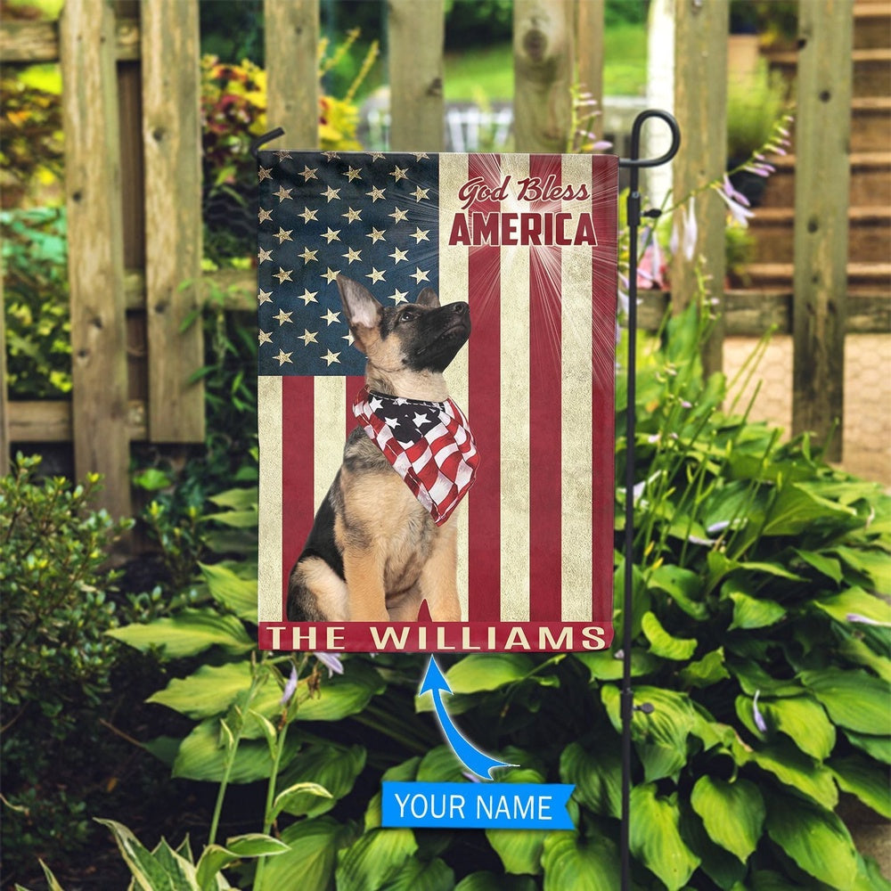 Personalized Dog Flags, German Shepherd God Bless America Flag, Custom Dog Garden Flags, Dog Flags Outdoor, Garden Flags Dogs, Dog House Flags