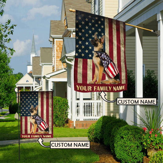Personalized Dog Flags, German Shepherd &amp American Flag, Dog Flags Outdoor, Garden Flags Dogs, Dog House Flags