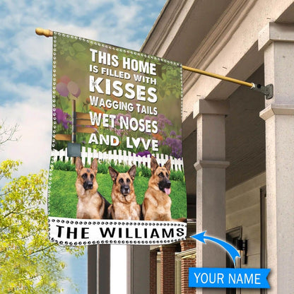Personalized Dog Flags, German Shepherds This Home Is Filled With Kisses Flag, Dog Flags Outdoor, Garden Flags Dogs, Dog House Flags