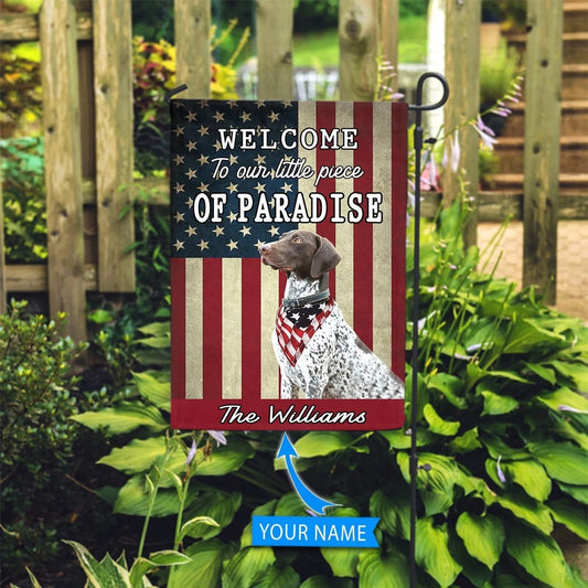 Personalized Dog Flags, German Shorthaired Pointer Welcome To Our Paradise Dog Garden Flags, Dog Flags Outdoor, Garden Flags Dogs, Dog House Flags