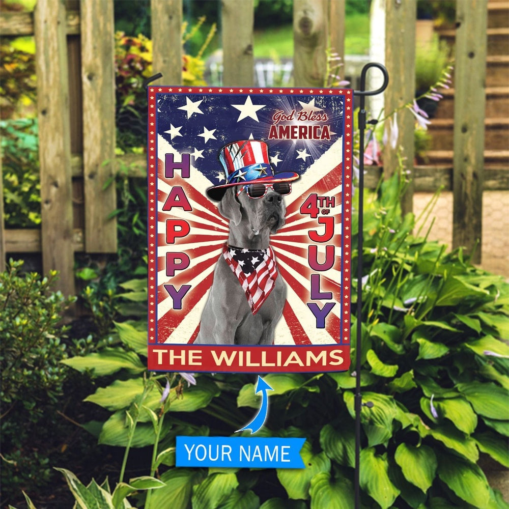Personalized Dog Flags, Great Dane God Bless America, 4th Of July Flag, Custom Dog Garden Flags, Dog Flags Outdoor, Garden Flags Dogs, Dog House Flags