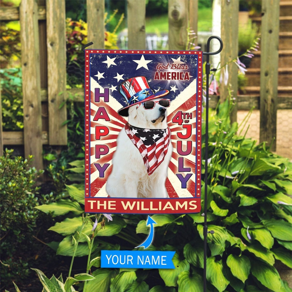 Personalized Dog Flags, Great Pyrenees God Bless America, 4th Of July Flag, Custom Dog Garden Flags, Dog Flags Outdoor, Garden Flags Dogs, Dog House Flags