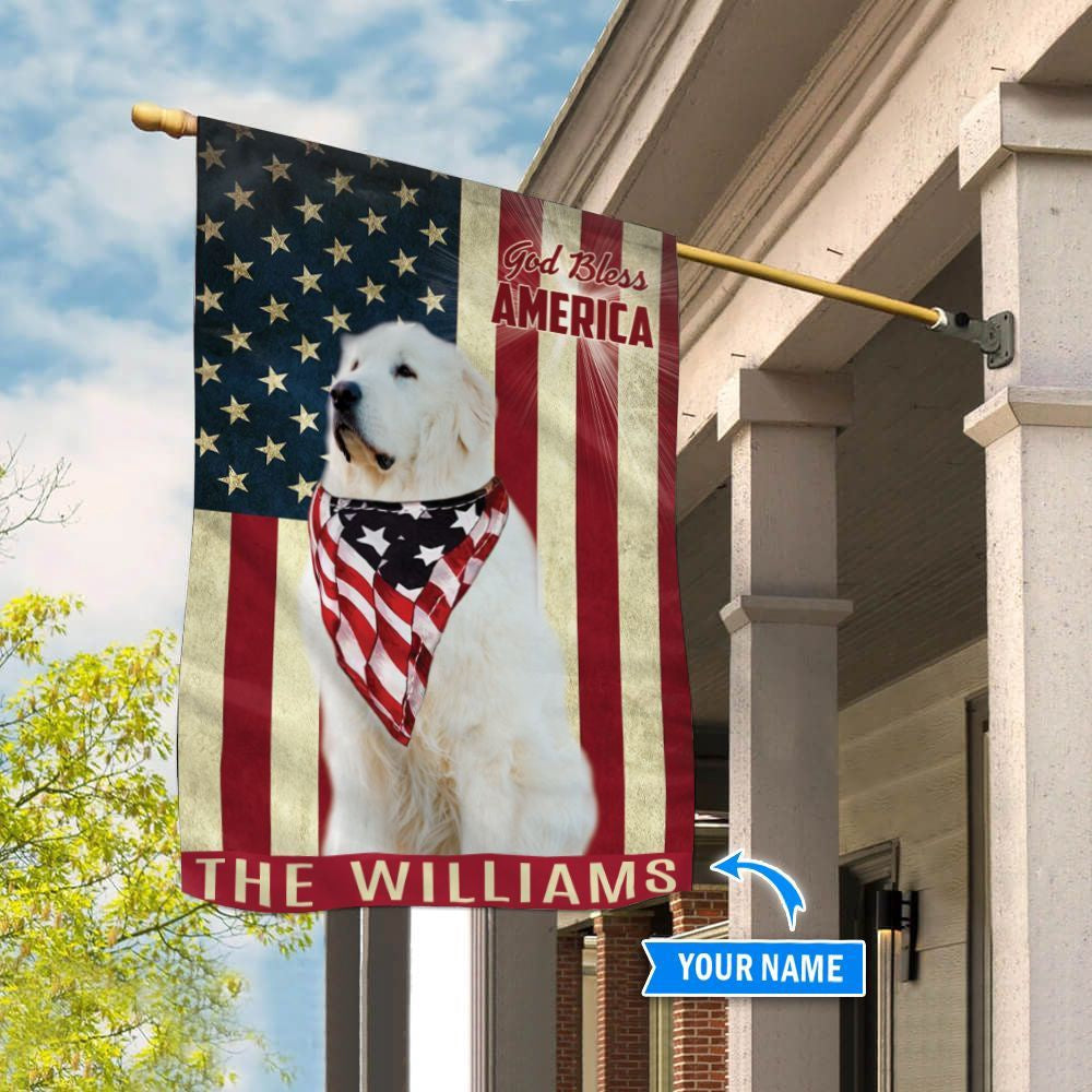 Personalized Dog Flags, Great Pyrenees God Bless America Flag, Custom Dog Garden Flags, Dog Flags Outdoor, Garden Flags Dogs, Dog House Flags