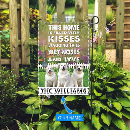 Personalized Dog Flags, Great Pyrenees This Home Is Filled With Kisses Flag, Dog Flags Outdoor, Garden Flags Dogs, Dog House Flags