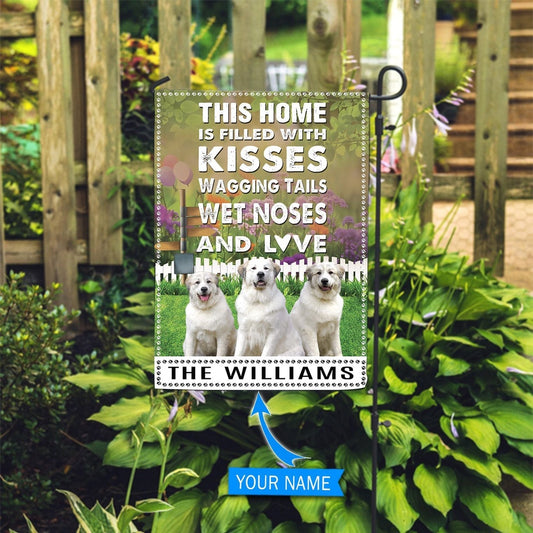 Personalized Dog Flags, Great Pyrenees This Home Is Filled With Kisses Flag, Dog Flags Outdoor, Garden Flags Dogs, Dog House Flags