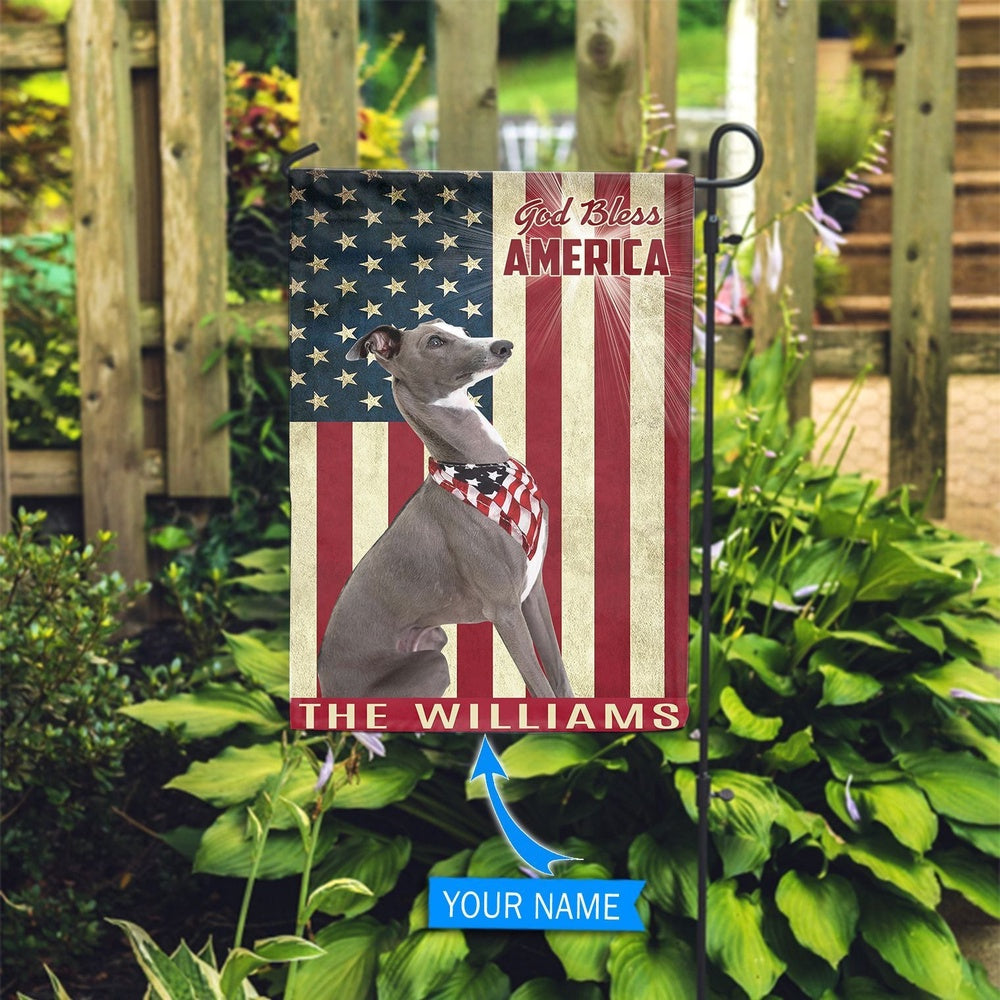 Personalized Dog Flags, Greyhound God Bless America Flag, Custom Dog Garden Flags, Dog Flags Outdoor, Garden Flags Dogs, Dog House Flags