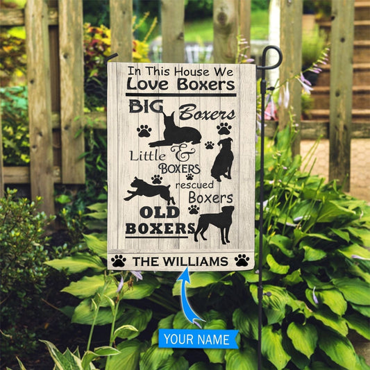 Personalized Dog Flags, In This House We Love Boxers Garden Flag, Dog Flags Outdoor, Garden Flags Dogs, Dog House Flags