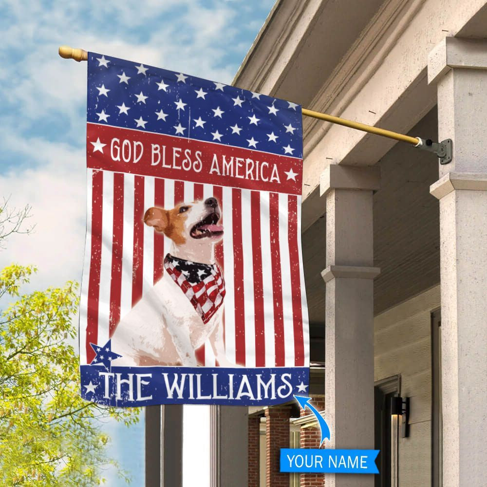 Personalized Dog Flags, Jack Russell Terrier God Bless America Flag, Dog Flags Outdoor, Garden Flags Dogs, Dog House Flags