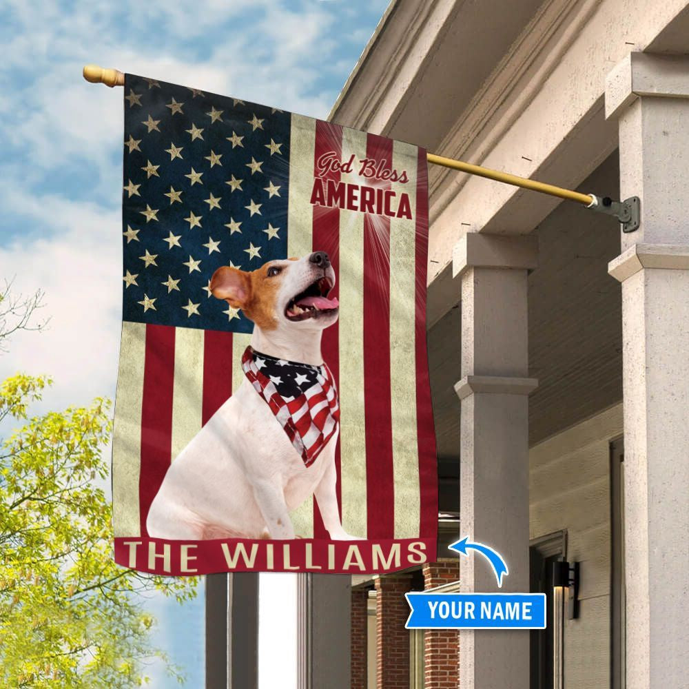 Personalized Dog Flags, Jack Russell Terrier God Bless America Flag, Garden Flags Dogs, Dog House Flags