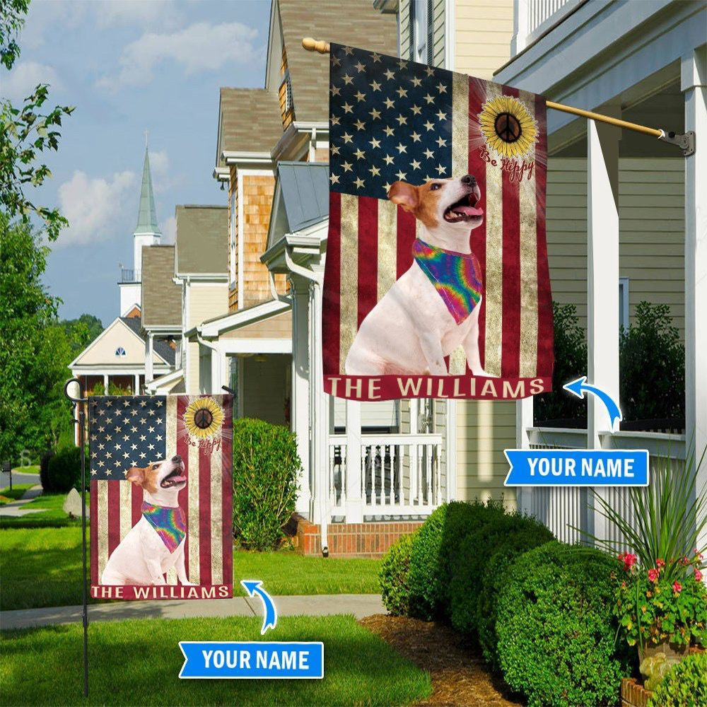 Personalized Dog Flags, Jack Russell Terrier Hippie Flag, Garden Flags Dogs, Dog House Flags