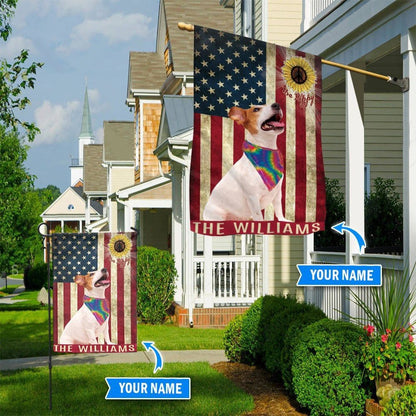 Personalized Dog Flags, Jack Russell Terrier Hippie Flag, Garden Flags Dogs, Dog House Flags