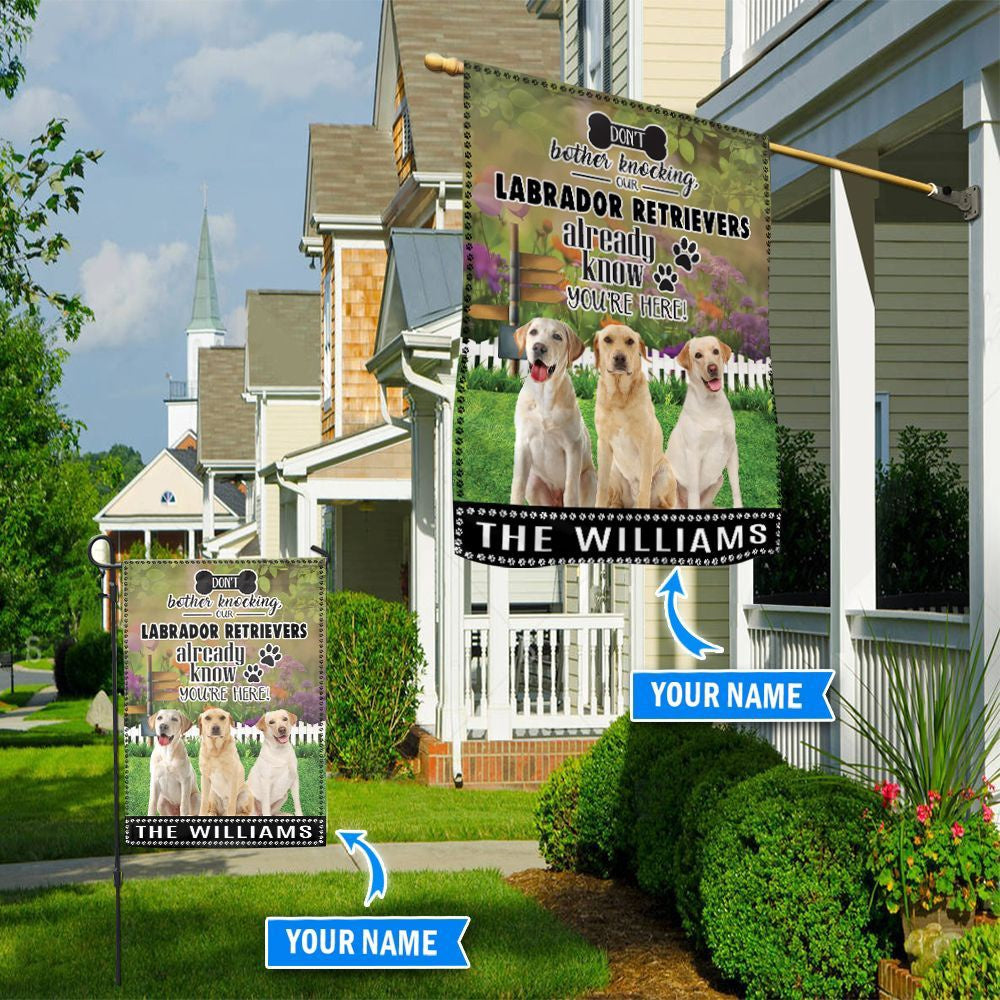 Personalized Dog Flags, Labrador Retriever Don't Bother Knocking Flag, Dog Flags Outdoor, Garden Flags Dogs, Dog House Flags