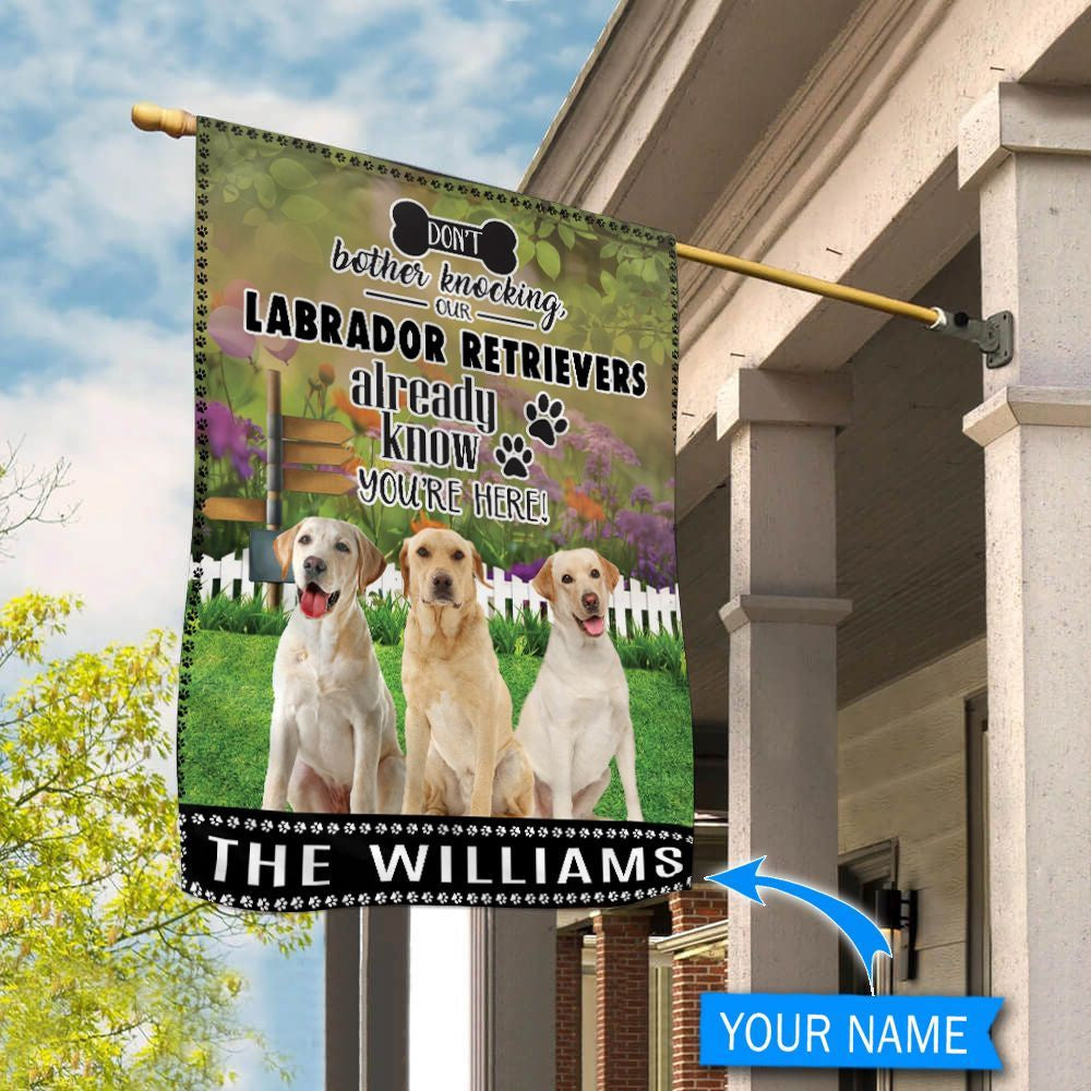 Personalized Dog Flags, Labrador Retriever Don't Bother Knocking Flag, Dog Flags Outdoor, Garden Flags Dogs, Dog House Flags