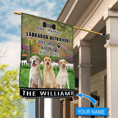Personalized Dog Flags, Labrador Retriever Don't Bother Knocking Flag, Dog Flags Outdoor, Garden Flags Dogs, Dog House Flags