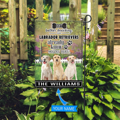 Personalized Dog Flags, Labrador Retriever Don't Bother Knocking Flag, Dog Flags Outdoor, Garden Flags Dogs, Dog House Flags
