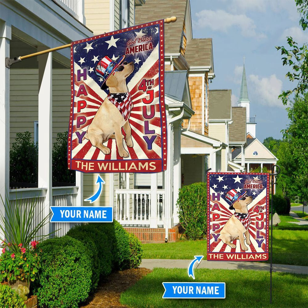 Personalized Dog Flags, Labrador Retriever God Bless America, 4th Of July Flag, Garden Flags Dogs, Dog House Flags