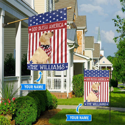 Personalized Dog Flags, Labrador Retriever God Bless America Flag, Dog Flags Outdoor, Garden Flags Dogs, Dog House Flags