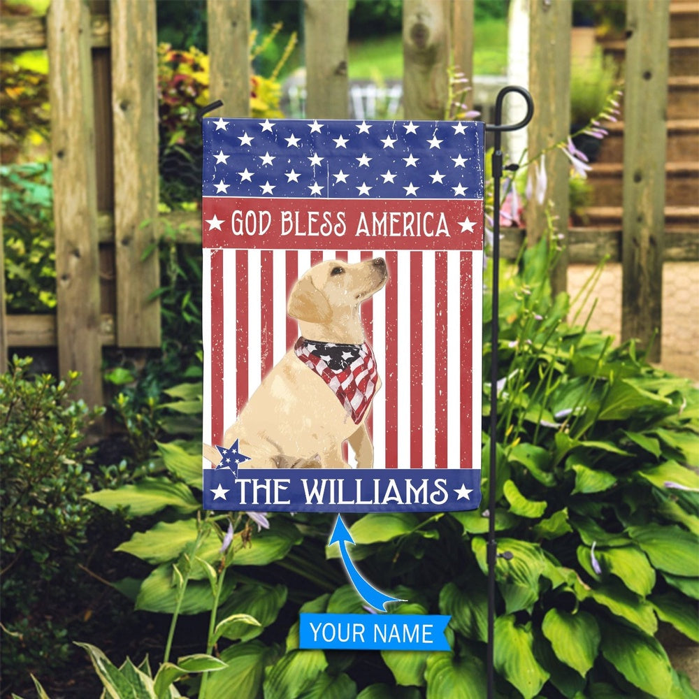 Personalized Dog Flags, Labrador Retriever God Bless America Flag, Dog Flags Outdoor, Garden Flags Dogs, Dog House Flags