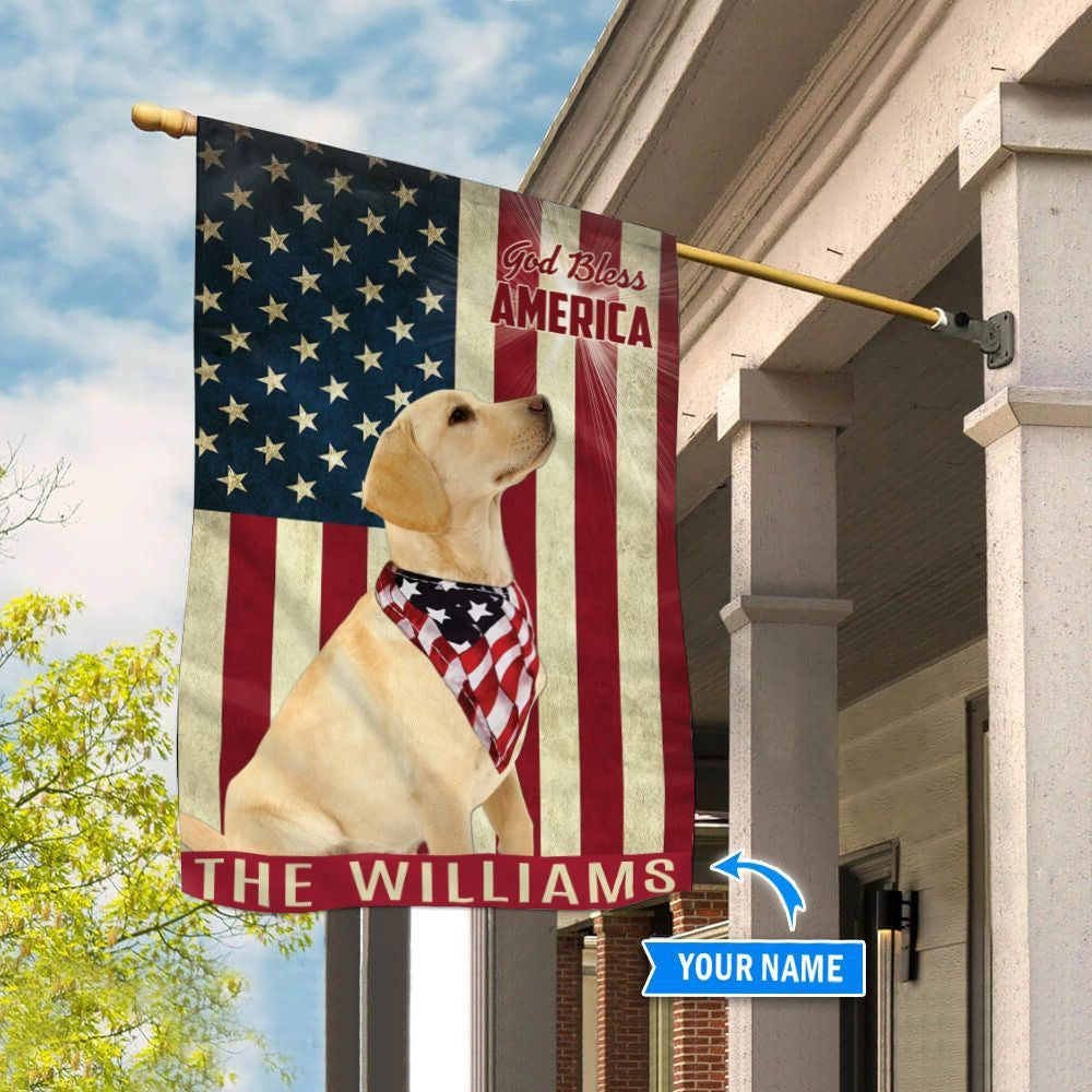 Personalized Dog Flags, Labrador Retriever God Bless America Flag, Garden Flags Dogs, Dog House Flags