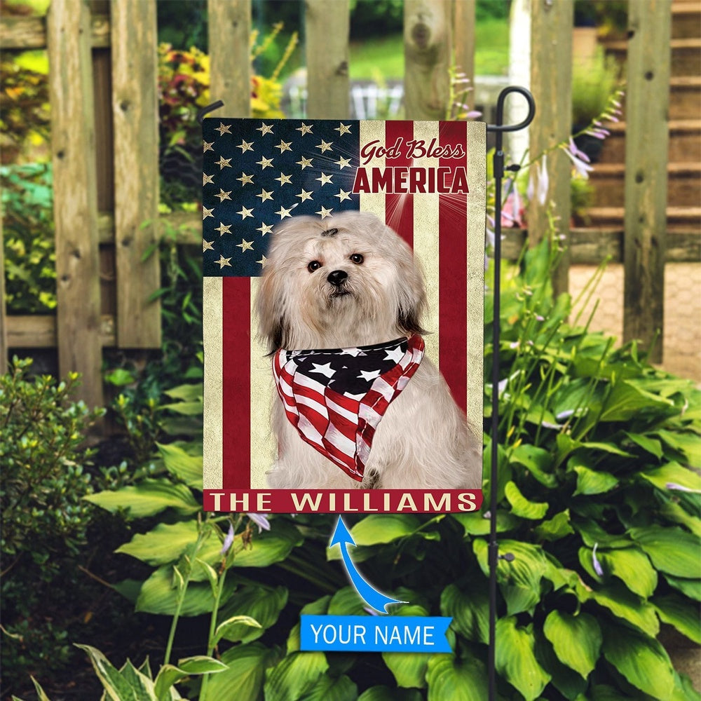 Personalized Dog Flags, Lhasa Apso God Bless America Flag, Garden Flags Dogs, Dog House Flags