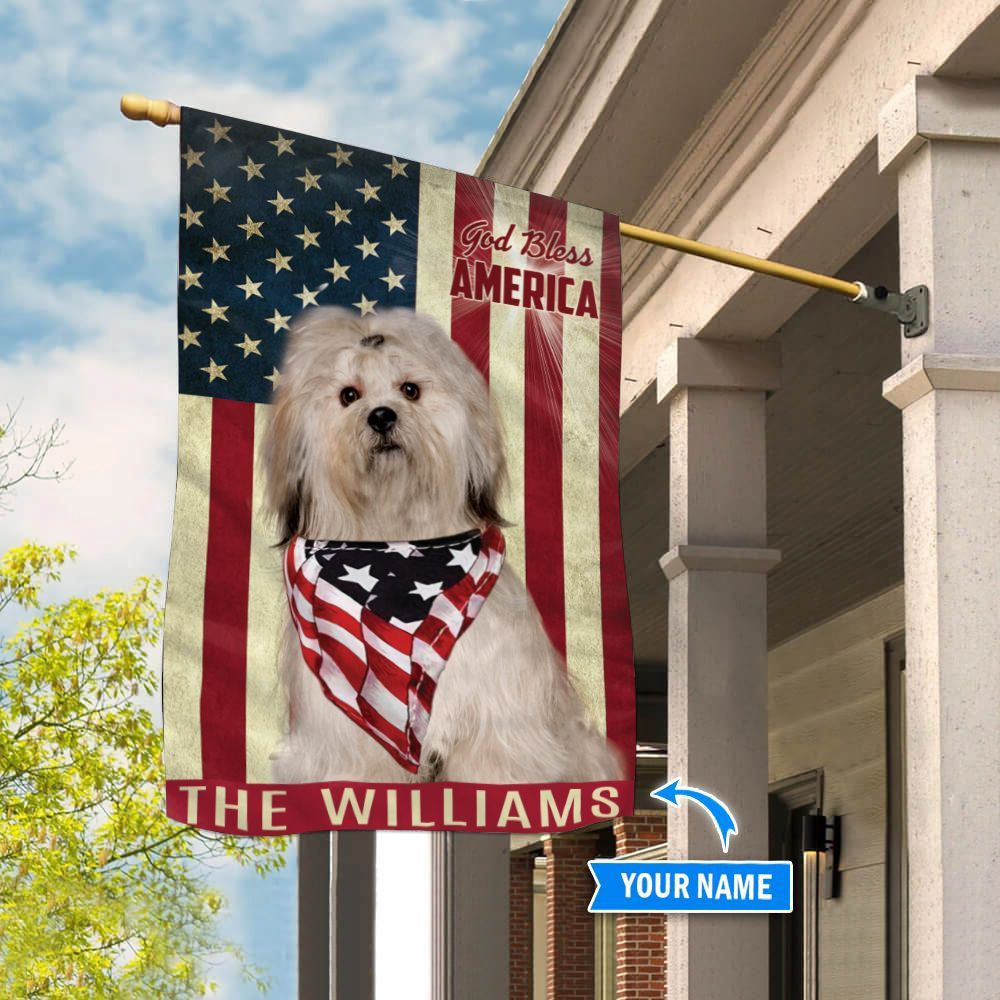 Personalized Dog Flags, Lhasa Apso God Bless America Flag, Garden Flags Dogs, Dog House Flags