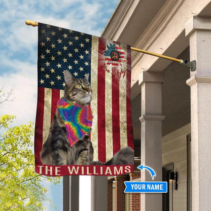 Personalized Dog Flags, Maine Coon Hippie House Flag, Garden Flags Dogs, Dog House Flags