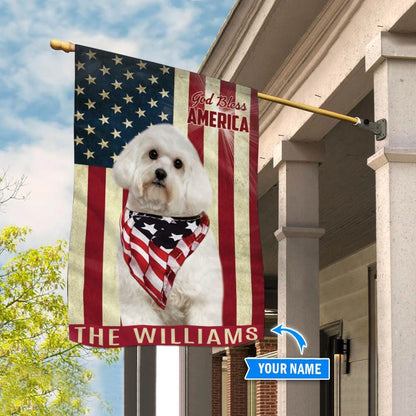 Personalized Dog Flags, Maltese God Bless America House Flag, Garden Flags Dogs, Dog House Flags