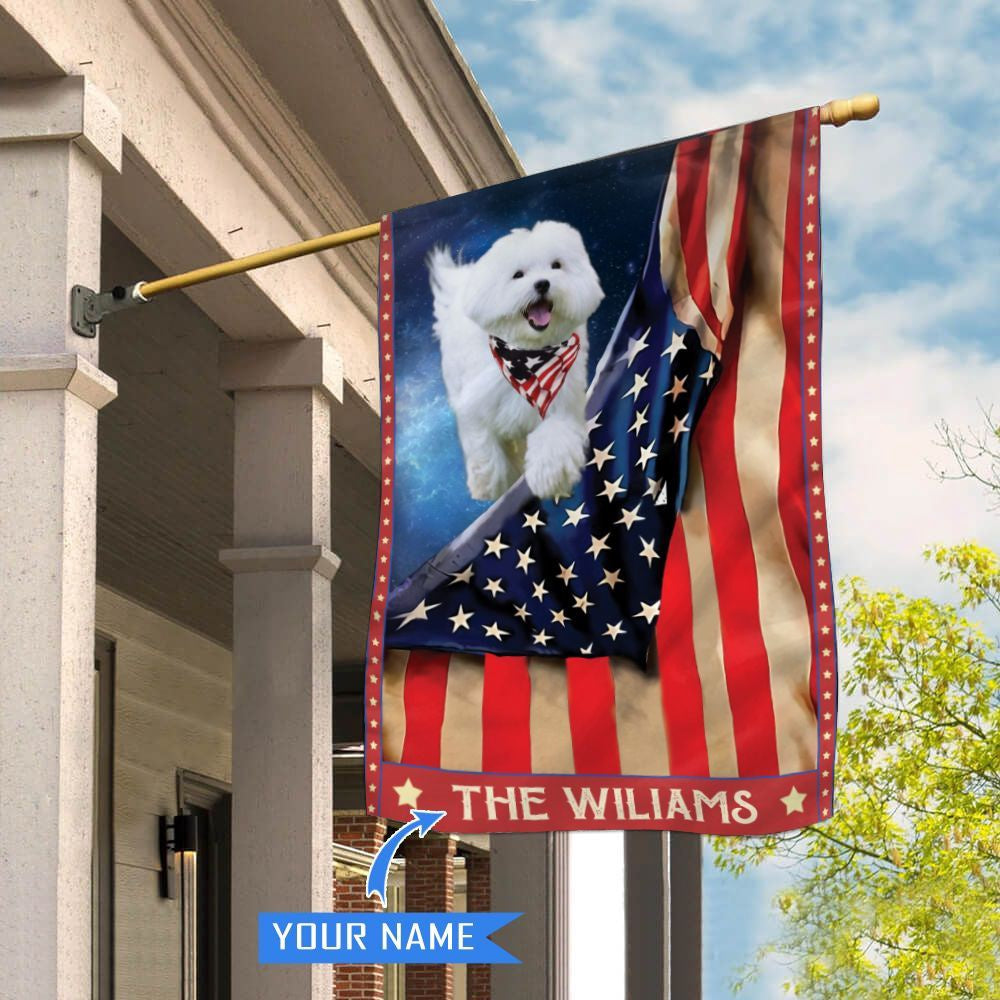 Personalized Dog Flags, Maltese House Flag, Garden Flags Dogs, Dog House Flags