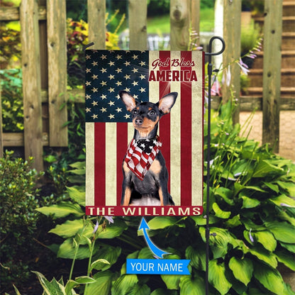 Personalized Dog Flags, Miniature Pinscher God Bless America Flag, Garden Flags Dogs, Dog House Flags