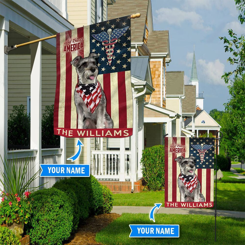 Personalized Dog Flags, Miniature Schnauzer-Nurses- Flag, Garden Flags Dogs, Dog House Flags
