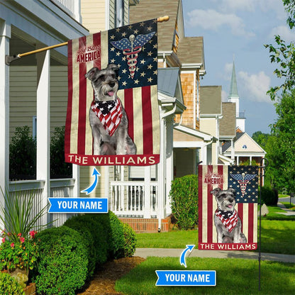 Personalized Dog Flags, Miniature Schnauzer-Nurses- Flag, Garden Flags Dogs, Dog House Flags