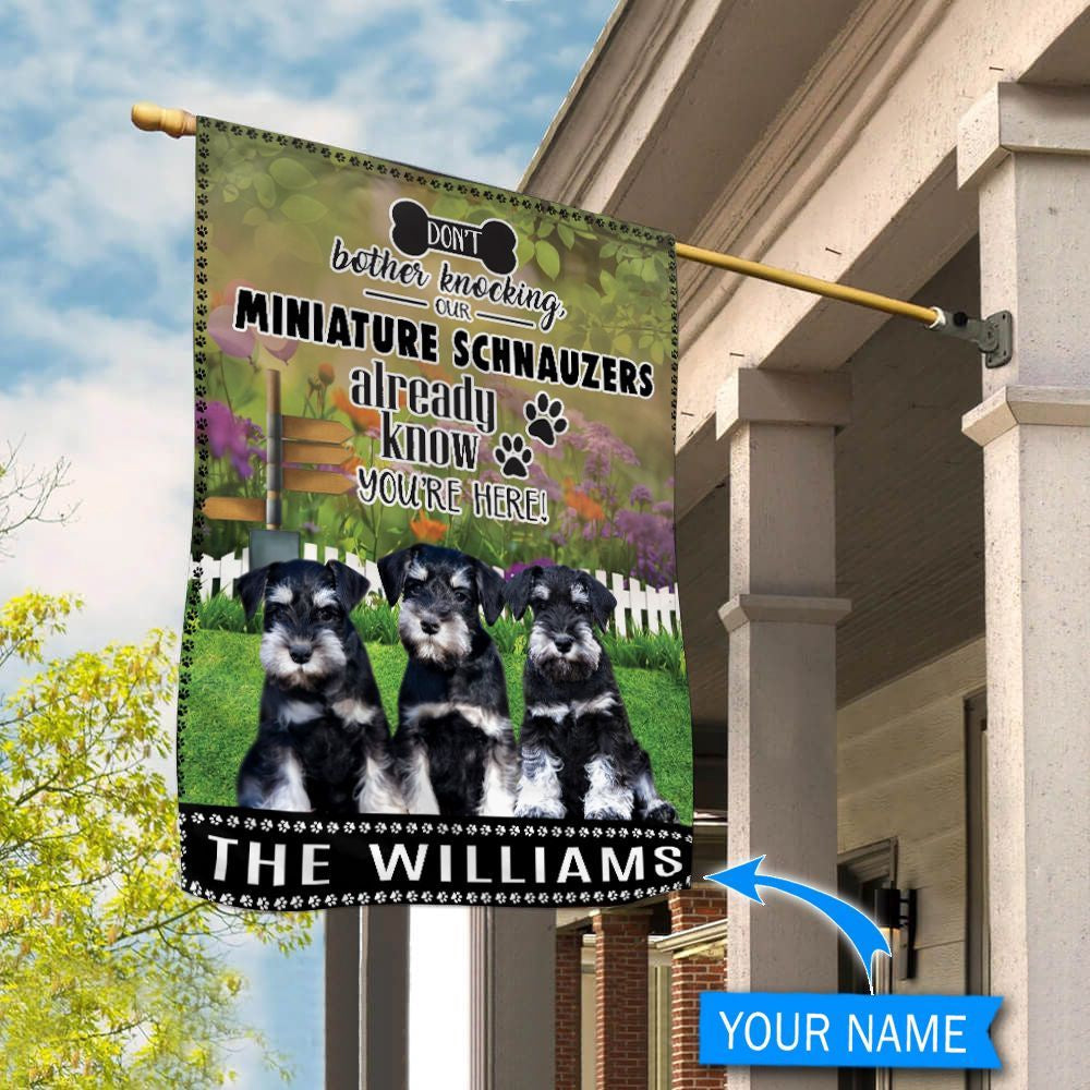 Personalized Dog Flags, Miniature Schnauzer Don't Bother Knocking Flag, Dog Flags Outdoor, Garden Flags Dogs, Dog House Flags