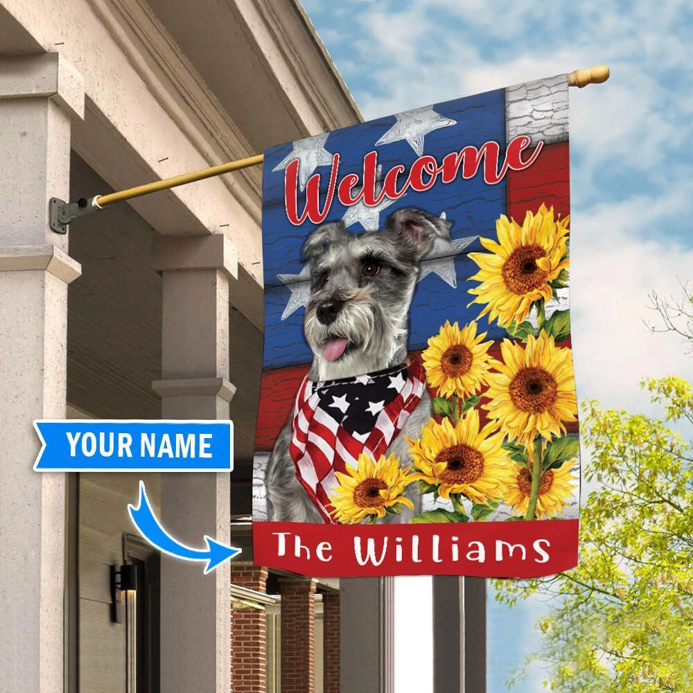 Personalized Dog Flags, Miniature Schnauzer Garden Flag, Garden Flags Dogs, Dog House Flags
