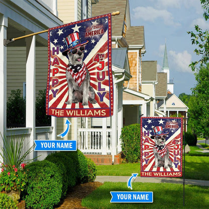 Personalized Dog Flags, Miniature Schnauzer God Bless America, 4th Of July Flag, Garden Flags Dogs, Dog House Flags