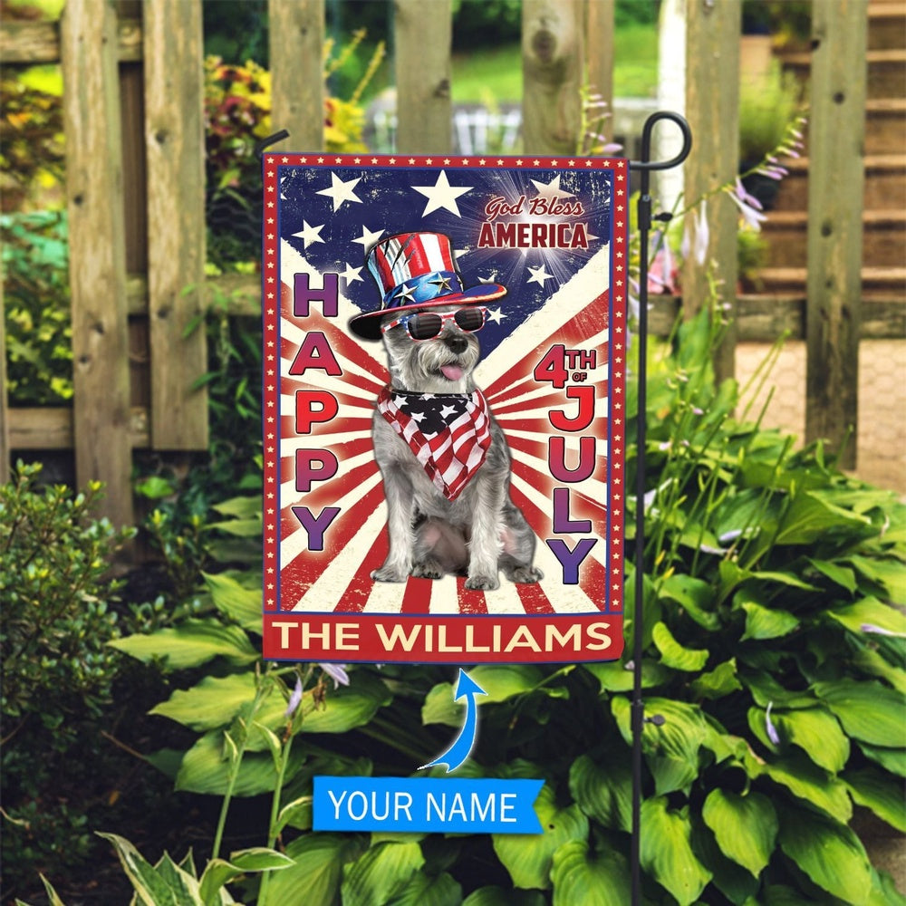 Personalized Dog Flags, Miniature Schnauzer God Bless America, 4th Of July Flag, Garden Flags Dogs, Dog House Flags