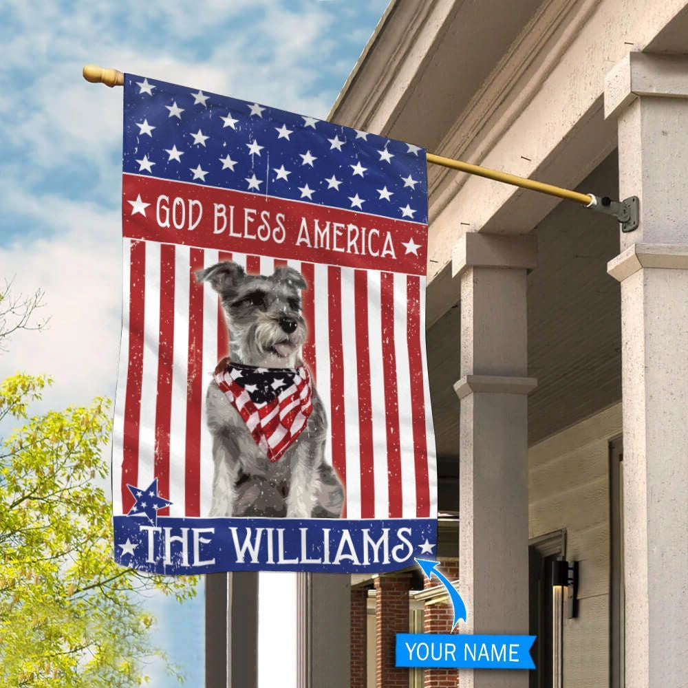 Personalized Dog Flags, Miniature Schnauzer God Bless America Flag, Dog Flags Outdoor, Garden Flags Dogs, Dog House Flags
