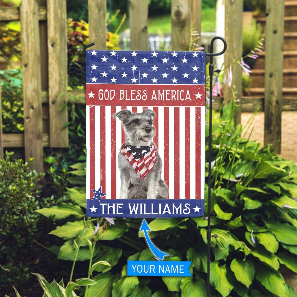 Personalized Dog Flags, Miniature Schnauzer God Bless America Flag, Dog Flags Outdoor, Garden Flags Dogs, Dog House Flags