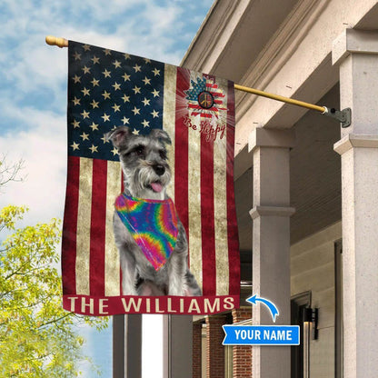 Personalized Dog Flags, Miniature Schnauzer Hippie House Flag, Garden Flags Dogs, Dog House Flags
