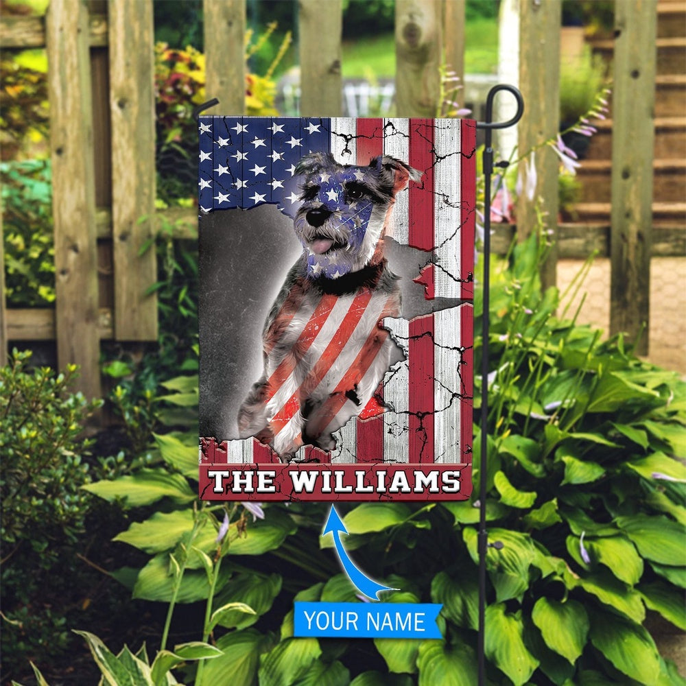 Personalized Dog Flags, Miniature Schnauzer Usa Flag, Garden Flags Dogs, Dog House Flags