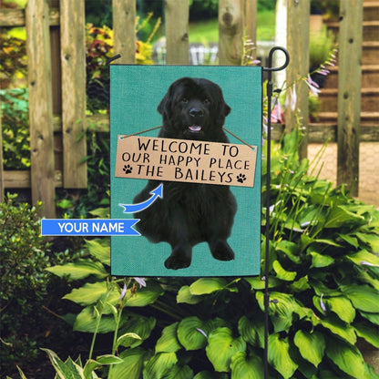 Personalized Dog Flags, Newfoundland-Welcome To Our Happy Place Flag, Garden Flags Dogs, Dog House Flags