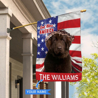 Personalized Dog Flags, Newfoundland Dog God Bless America House Flag, Garden Flags Dogs, Dog House Flags