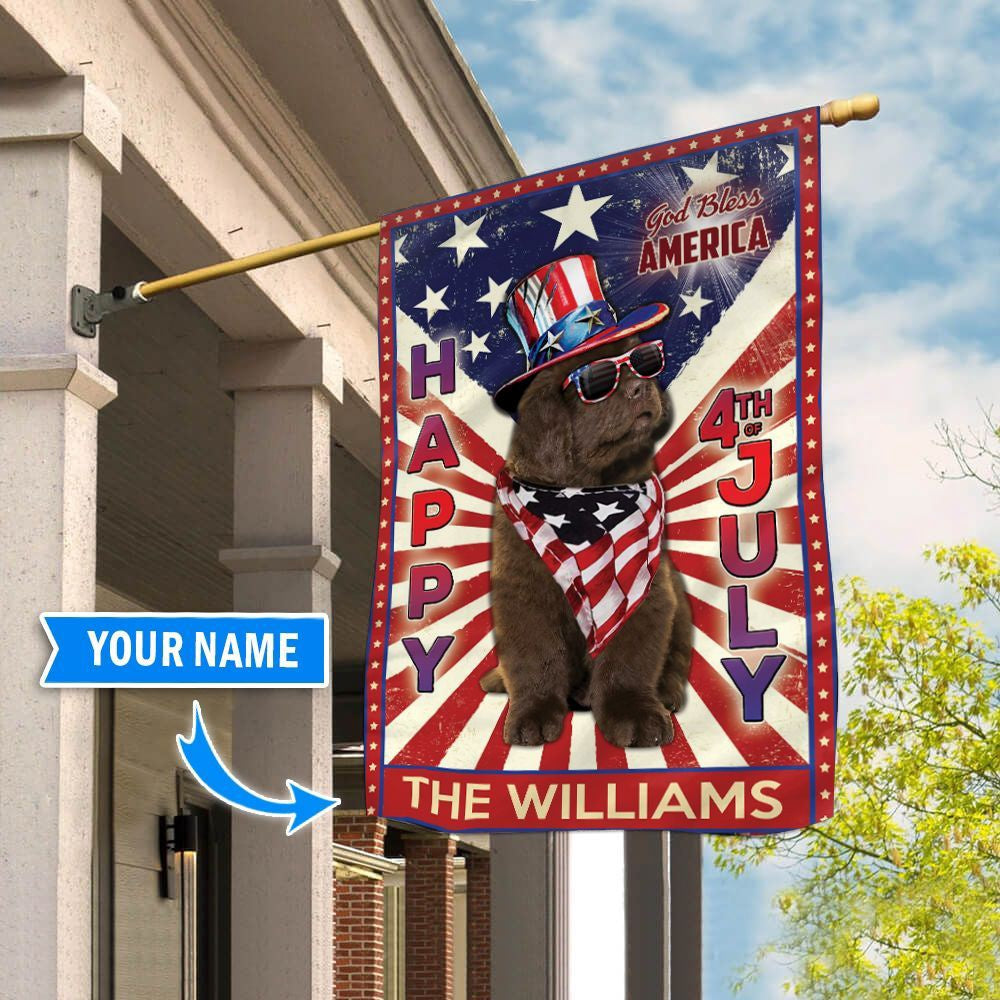 Personalized Dog Flags, Newfoundland God Bless America, 4th Of July Flag, Garden Flags Dogs, Dog House Flags