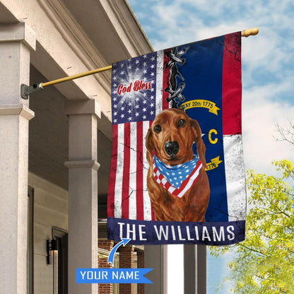 Personalized Dog Flags, North Carolina Dachshund God Bless House Flag, Garden Flags Dogs, Dog House Flags