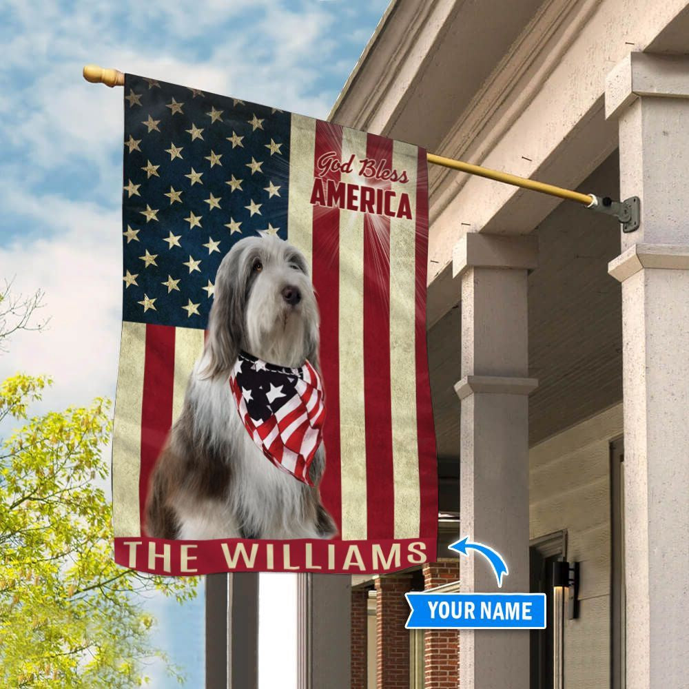 Personalized Dog Flags, Old English Sheepdog God Bless America Flag, Garden Flags Dogs, Dog House Flags
