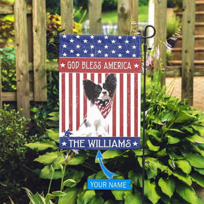 Personalized Dog Flags, Papillon God Bless America Flag, Dog Flags Outdoor, Garden Flags Dogs, Dog House Flags