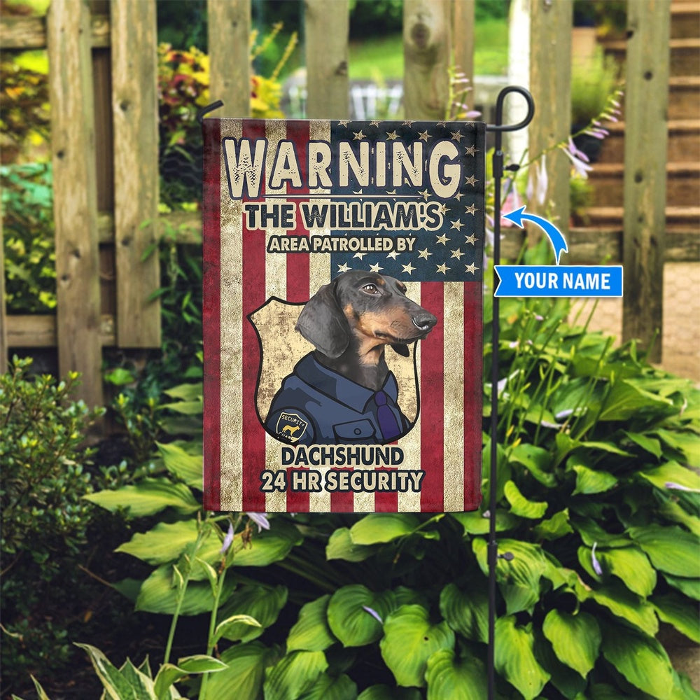 Personalized Dog Flags, Patrolled By Black And Tan Dachshund Flag, Dog Flags Outdoor, Garden Flags Dogs, Dog House Flags