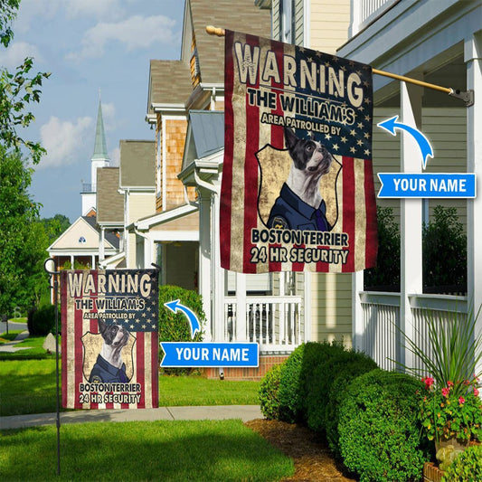 Personalized Dog Flags, Patrolled By Boston Terrier Flag, Dog Flags Outdoor, Garden Flags Dogs, Dog House Flags
