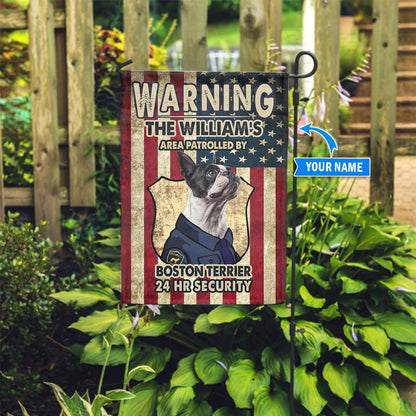 Personalized Dog Flags, Patrolled By Boston Terrier Flag, Dog Flags Outdoor, Garden Flags Dogs, Dog House Flags