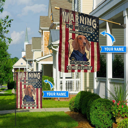 Personalized Dog Flags, Patrolled By Dachshund Flag, Dog Flags Outdoor, Garden Flags Dogs, Dog House Flags