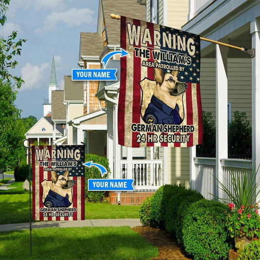 Personalized Dog Flags, Patrolled By German Shepherd Flag, Dog Flags Outdoor, Garden Flags Dogs, Dog House Flags